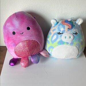 Squishmallows Adelaide the octopus and Nazina the Unicorn Stuffed Animals